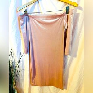 Off the Shoulder Light Pink Mini Dress